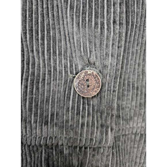 Keren Hart Peplum Corduroy Jacket Womens Small Cotton Vintage Green Mac Coat - Picture 2 of 8